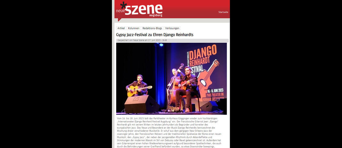 NeueSzene über das Django-Reinhardt-Festival 2023 