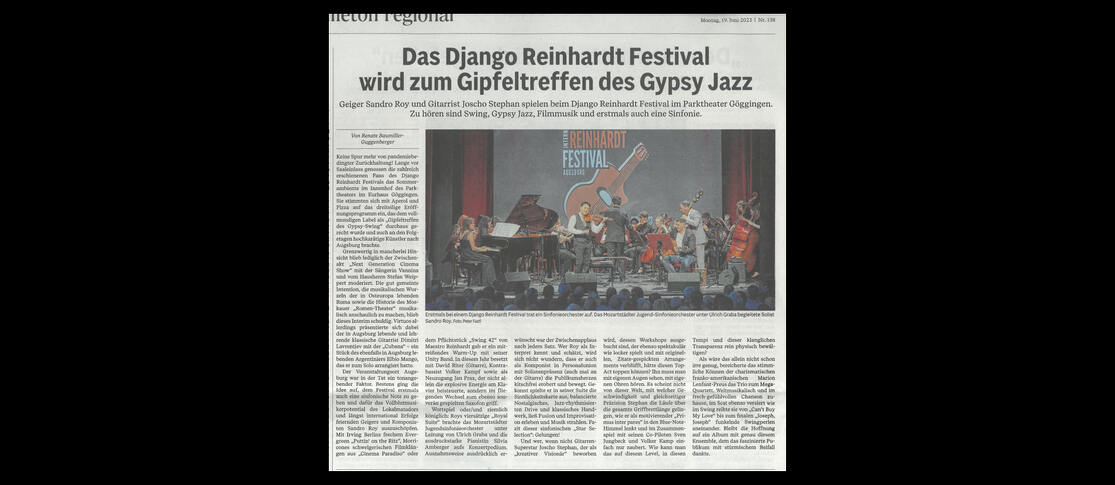 Augsburger Allgemeine über: Django-Reinhardt-Festival 2023