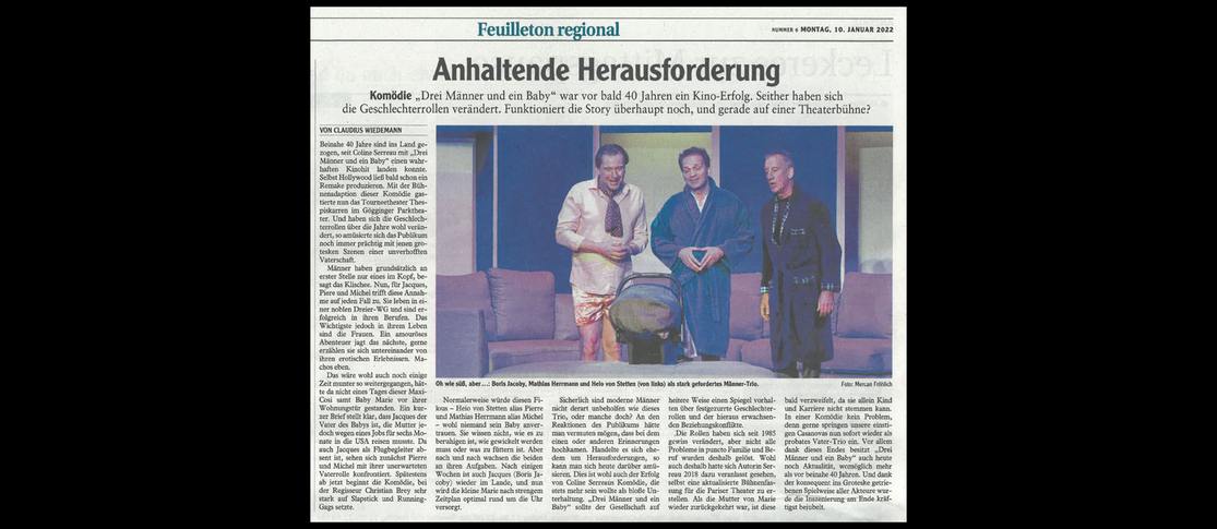 Augsburger Allgemeine Feuilleton über "Drei Männer und ein Baby"