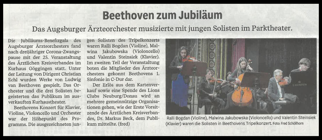 Augsburger Allgemeine Feuilleton über - "Das Augsburger Ärzteorchester"